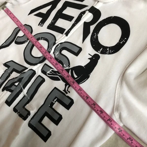 Aeropostale Men’s Spell Out White Full-zip Hoodie Sweater Shirt Jacket Size M - Picture 9 of 11